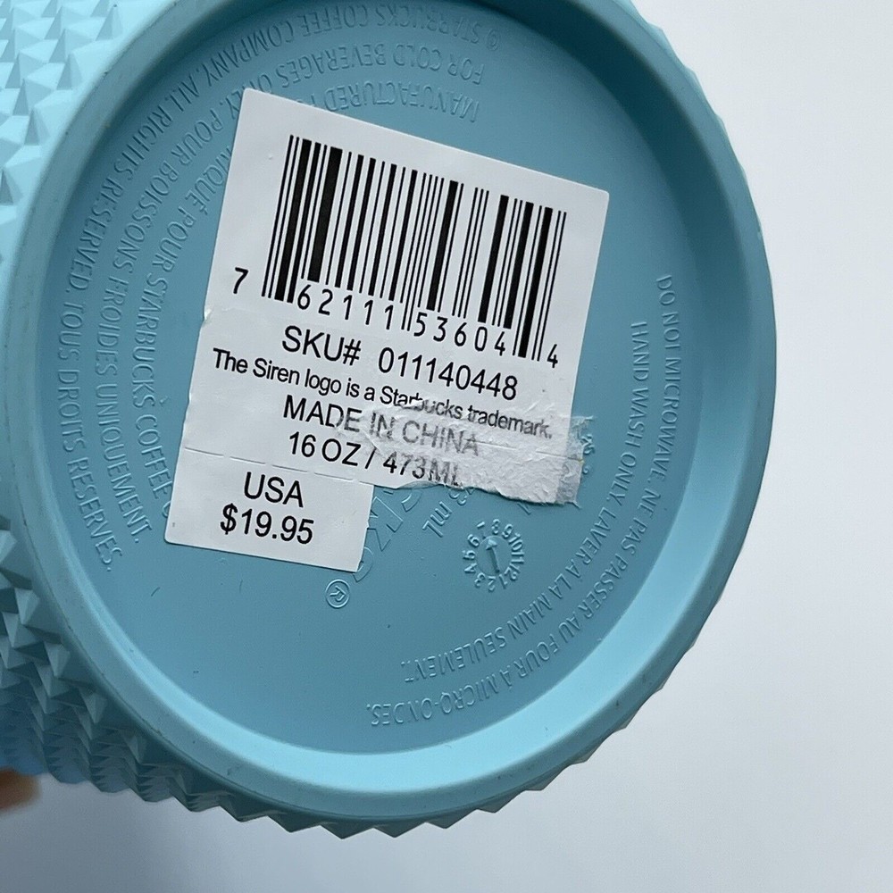 Starbucks Studded Blue Gradient Bling Ombre Cold Cup Tumbler Grande 16oz NEW - Picture 7 of 7
